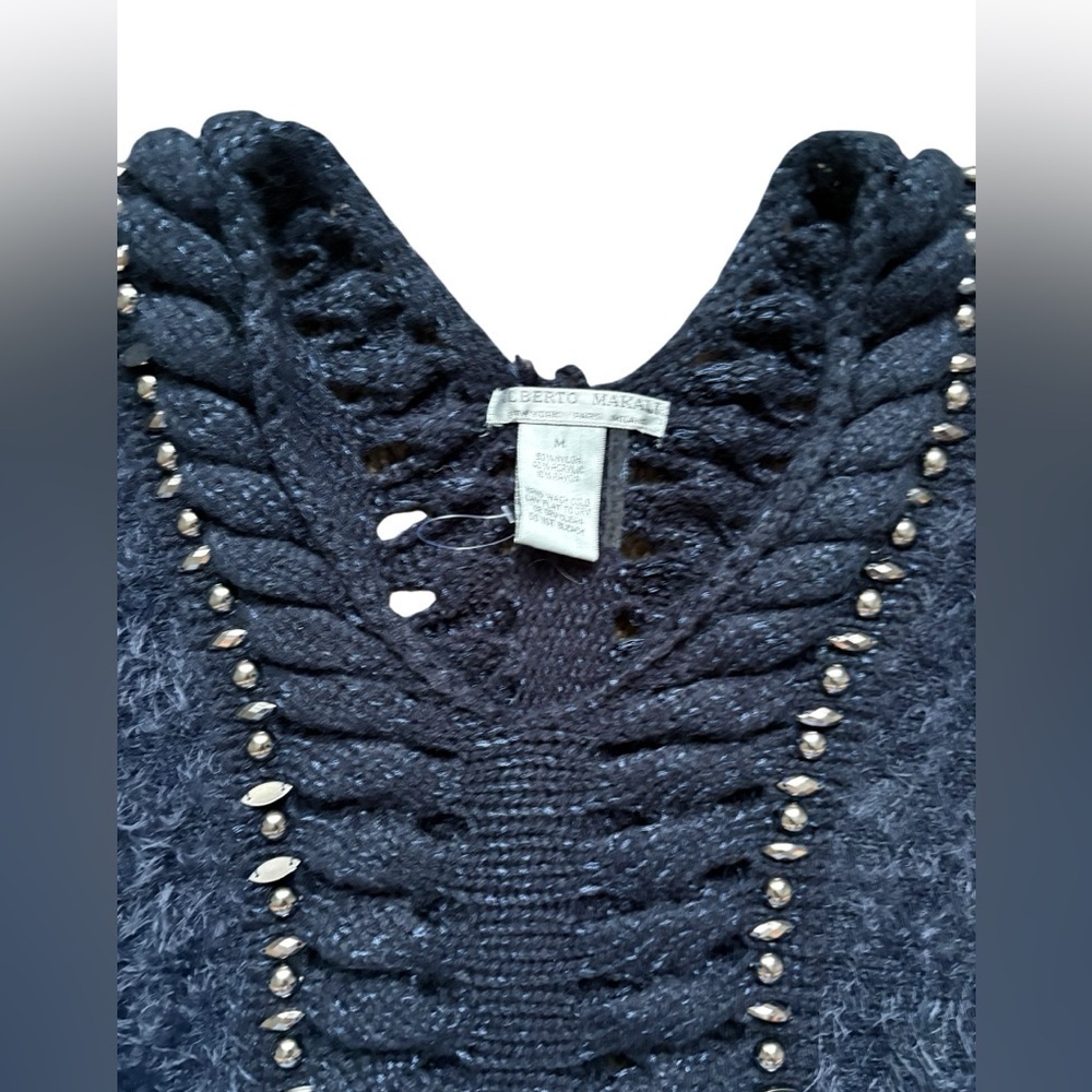 Alberto Makali vintage 3/4 puff sleeve semi cropped jeweled sweater size medium - Picture 6 of 7